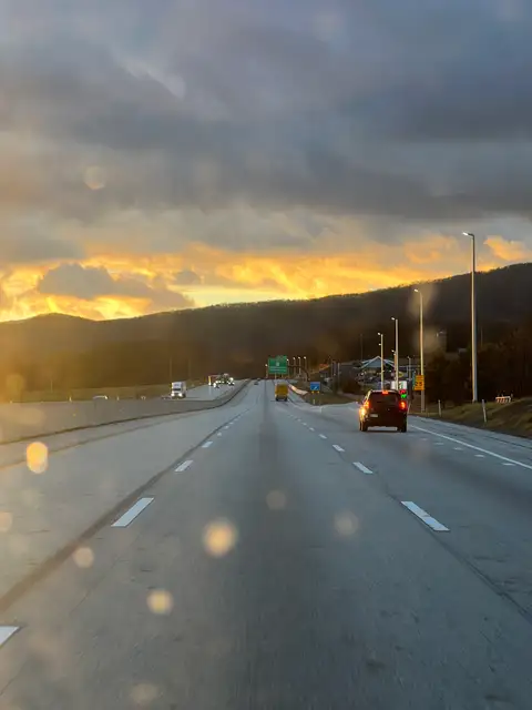 Chasing golden hour down the open road.